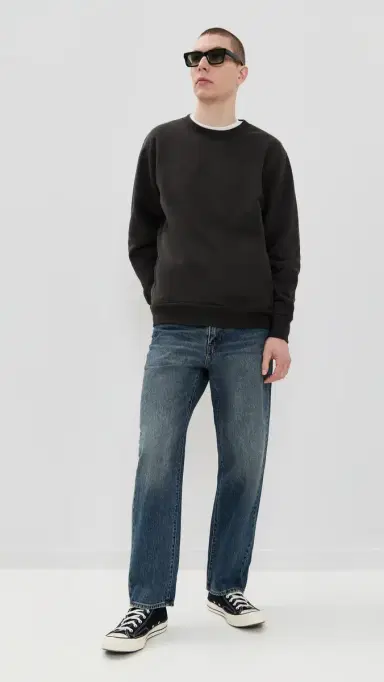 Rhythm Classic Fleece Crew Sweatshirt Vintage Black | Thumbnail 5