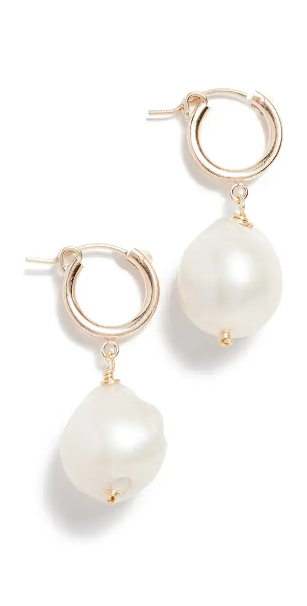 Brinker + Eliza Back To Basics Huggie Earrings Gold/Pearl One Size