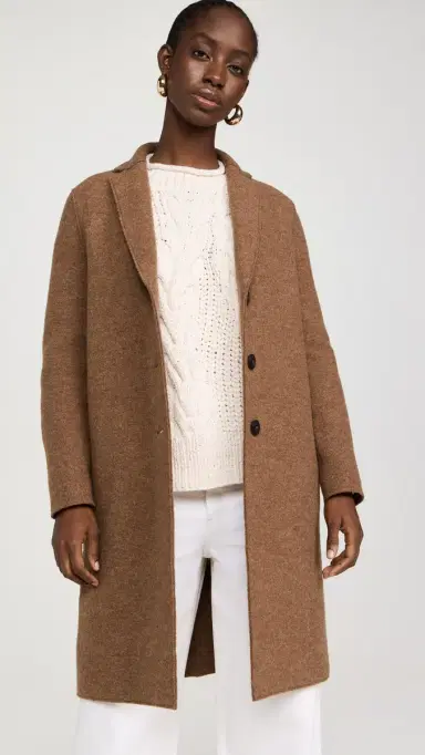 Harris Wharf London Boiled Wool Overcoat Caramel Melange 40 | Thumbnail 2