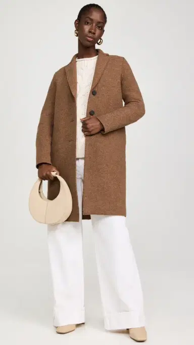 Harris Wharf London Boiled Wool Overcoat Caramel Melange 40 | Thumbnail 5