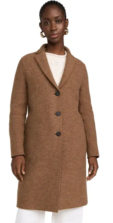 Harris Wharf London Boiled Wool Overcoat Caramel Melange 40 | Thumbnail 1