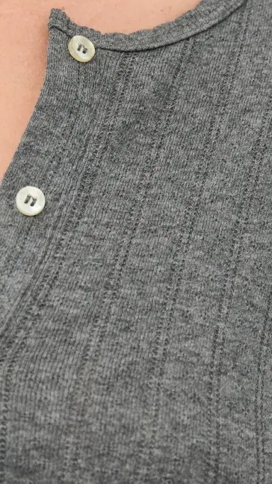LESET Pointelle Long Sleeve Henley Tee Granite | Thumbnail 6 LESET Pointelle Long Sleeve Henley Tee Granite | Thumbnail 6