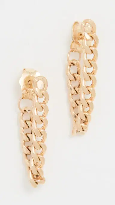 Zoë Chicco 14k Gold Small Curb Chain Huggie Earrings Gold One Size | Thumbnail 2