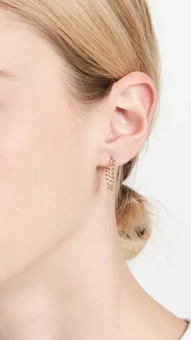 Zoë Chicco 14k Gold Small Curb Chain Huggie Earrings Gold One Size | Thumbnail 3