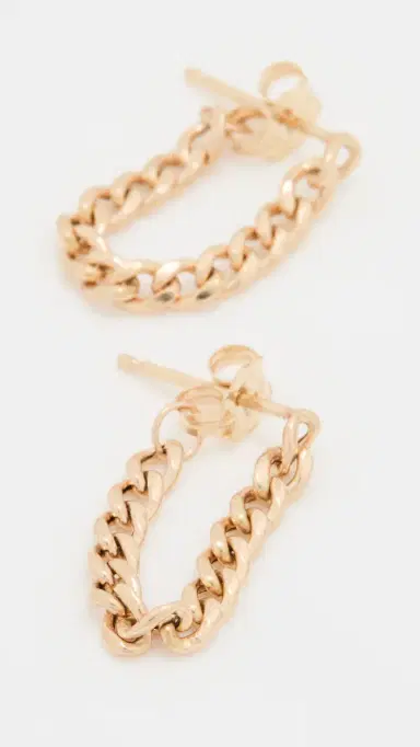 Zoë Chicco 14k Gold Small Curb Chain Huggie Earrings Gold One Size | Thumbnail 4