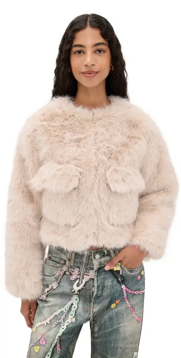 Reysha Faux Fur Jacket Beige