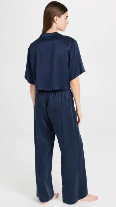 Lunya Washable Silk High Rise Pant Set Deep Blue M | Thumbnail 3