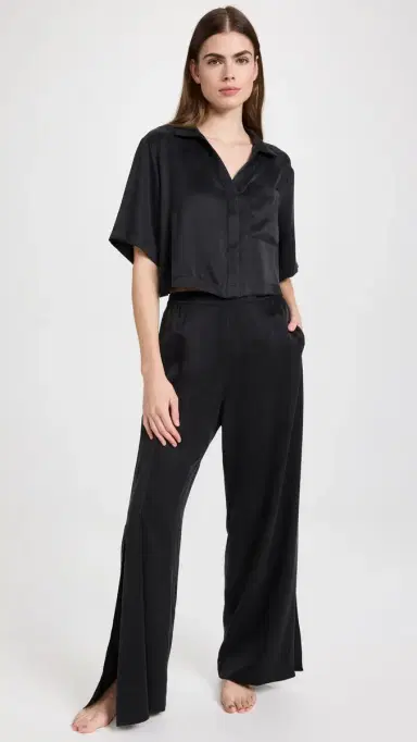 Lunya Washable Silk High Rise Pant Set Immersed Black | Thumbnail 2 Lunya Washable Silk High Rise Pant Set Immersed Black | Thumbnail 2