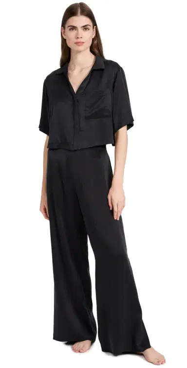 Lunya Washable Silk High Rise Pant Set Immersed Black | Thumbnail 1 Lunya Washable Silk High Rise Pant Set Immersed Black | Thumbnail 1