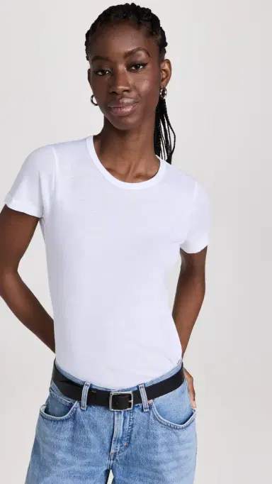 Jenni Kayne Cotton Slim Tee White | Thumbnail 2