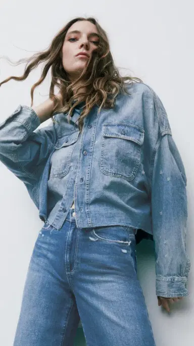 R13 Cropped Denim Shirt Brindley | Thumbnail 2