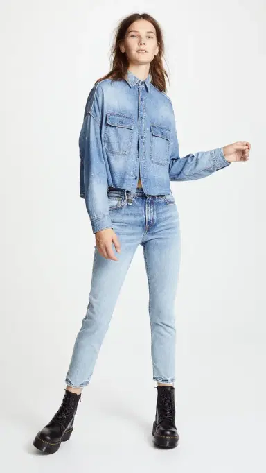 R13 Cropped Denim Shirt Brindley | Thumbnail 6
