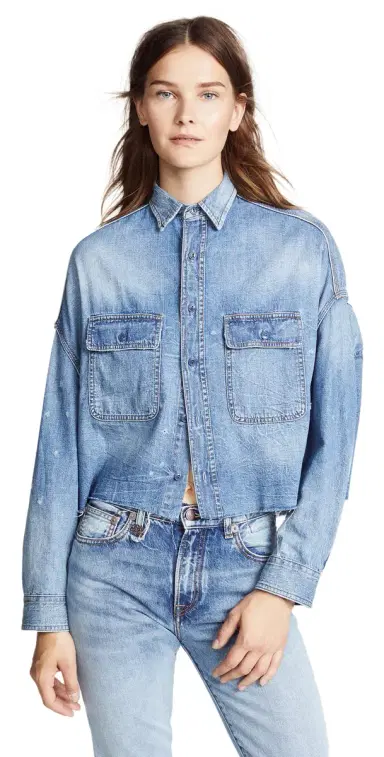 R13 Cropped Denim Shirt Brindley | Thumbnail 1