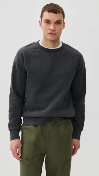 Officine Generale Crew Neck Sweater Faded Black | Thumbnail 2