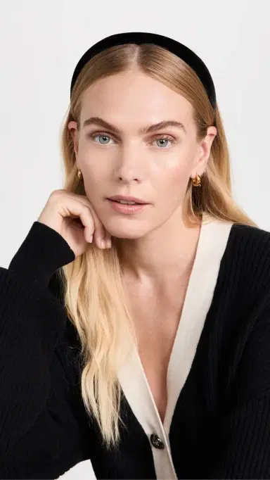 Jennifer Behr Tiana Velvet Headband Black One Size | Thumbnail 3