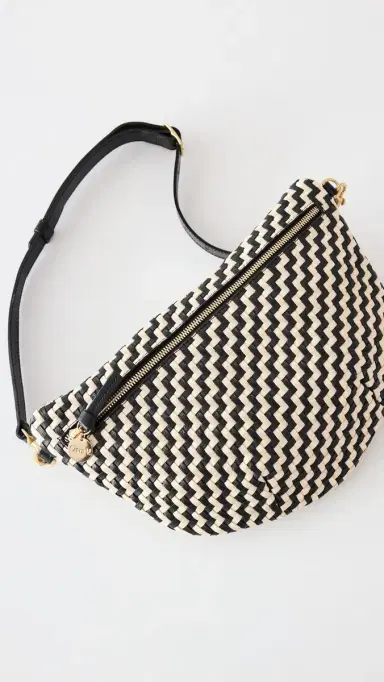 Clare V. Clare V. Grande Fanny Black & Cream Woven Zig-Zag One Size | Thumbnail 2 Clare V. Clare V. Grande Fanny Black & Cream Woven Zig-Zag One Size | Thumbnail 2