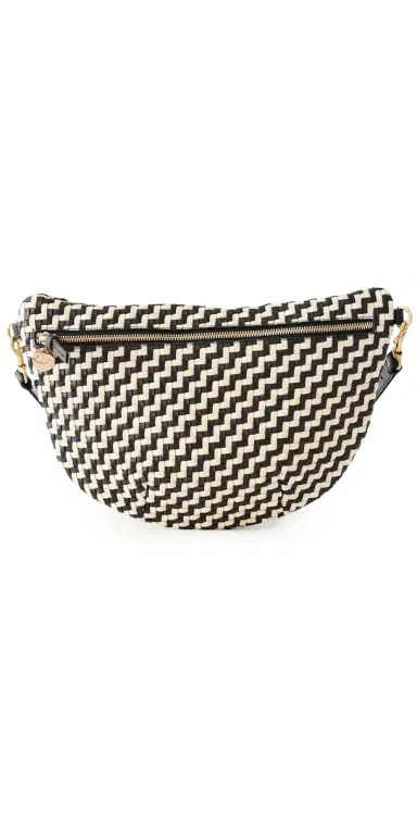Clare V. Clare V. Grande Fanny Black & Cream Woven Zig-Zag One Size | Thumbnail 1 Clare V. Clare V. Grande Fanny Black & Cream Woven Zig-Zag One Size | Thumbnail 1