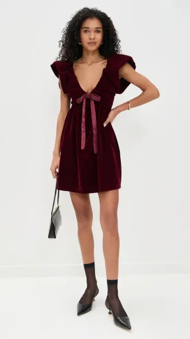 endless rose Velvet Satin Bow Mini Dress erlot | Thumbnail 5 endless rose Velvet Satin Bow Mini Dress erlot | Thumbnail 5
