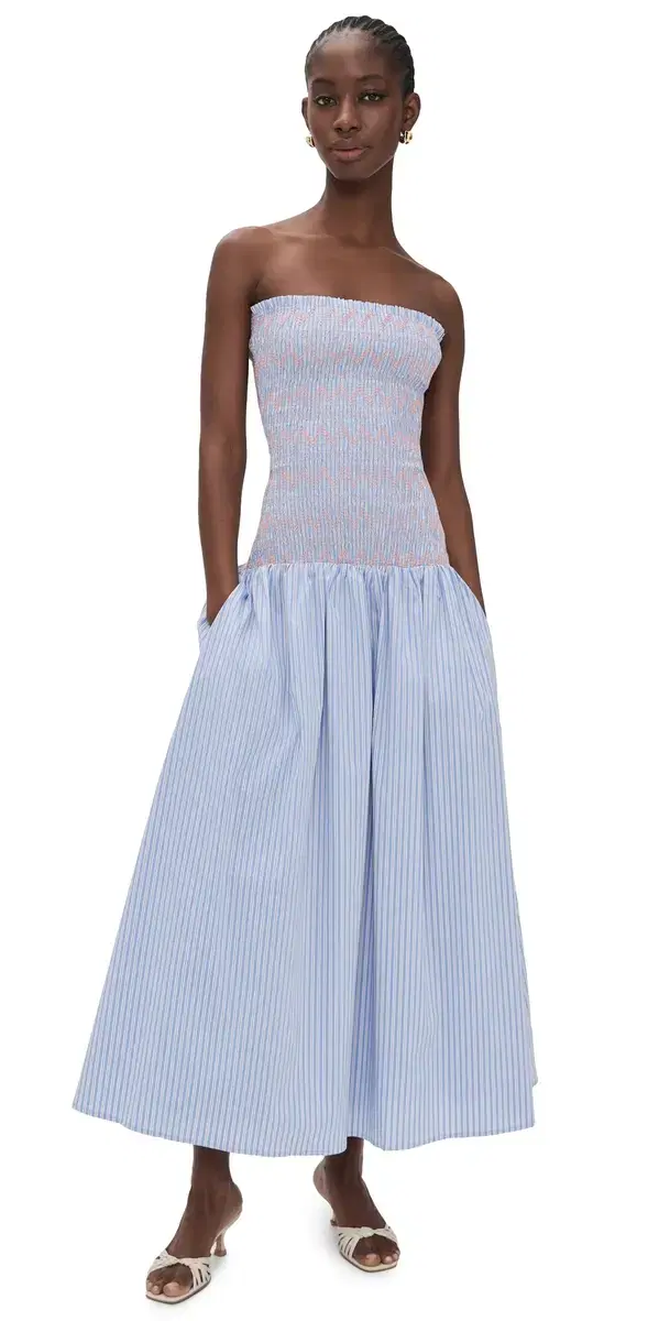 Line & Dot Eleni Smocked Dress Blue ulti