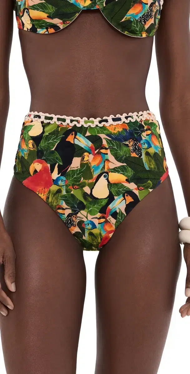 FARM Rio Bird eaves High Waisted Bikini Bottoms Bird eaves Sand