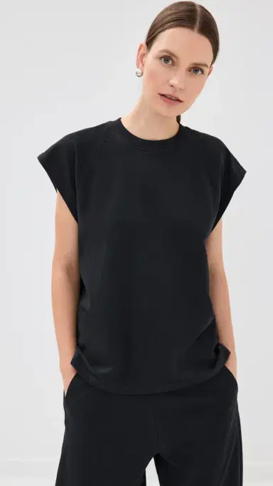 Tibi ummer weatshirting Sleeveless Easy Top Black | Thumbnail 2 Tibi ummer weatshirting Sleeveless Easy Top Black | Thumbnail 2