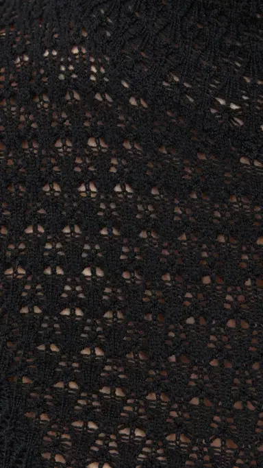 Sablyn Marlo Lace-Like Fitted Mock Neck Tee Black | Thumbnail 6