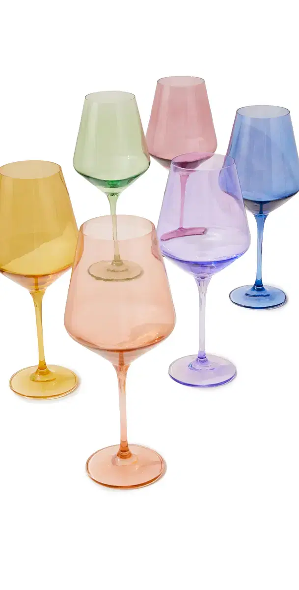 Estelle Colored Glass Stemware Set of 6 Pastel Mix One Size