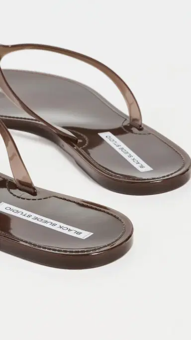 Black Suede Studio Crystal Jelly Flip Flops Chestnut | Thumbnail 4 Black Suede Studio Crystal Jelly Flip Flops Chestnut | Thumbnail 4