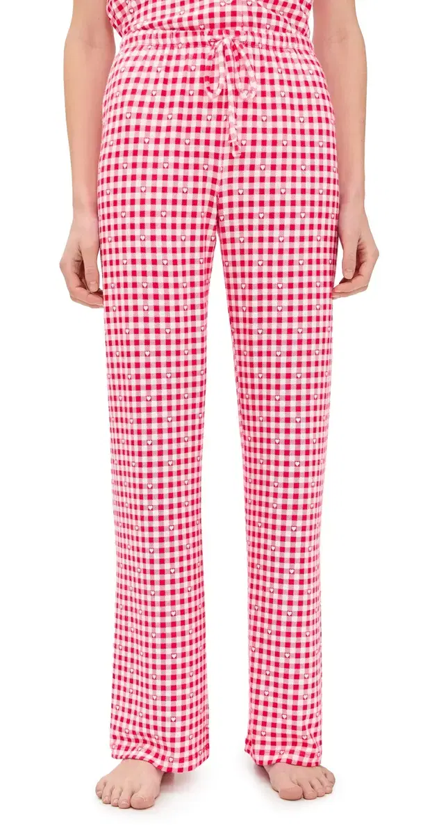 Z Supply So Sweet Gingham Pants Kiss Me Red