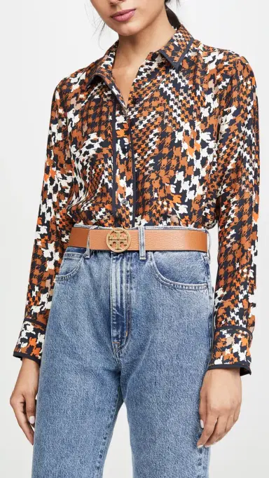 Tory Burch Miller Reversible Belt 1.5 Black/New Cuoio/Gold L | Thumbnail 3
