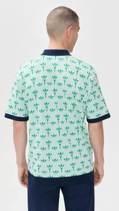 Adidas Golf Originals Knit Polo White/Clear Mint/Court Green M | Thumbnail 3