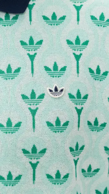 Adidas Golf Originals Knit Polo White/Clear Mint/Court Green M | Thumbnail 6