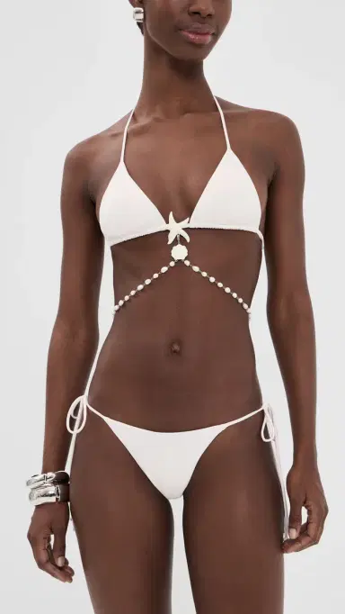 Leslie Amon Pearl White Bikini Bottoms White M | Thumbnail 4