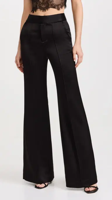 Alice + Olivia Dylan Satin Pants Black 0 | Thumbnail 2 Alice + Olivia Dylan Satin Pants Black 0 | Thumbnail 2