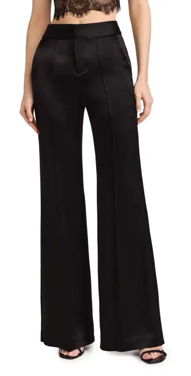 Alice + Olivia Dylan Satin Pants Black 0 | Thumbnail 1 Alice + Olivia Dylan Satin Pants Black 0 | Thumbnail 1