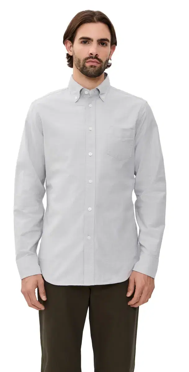 Cotton Oxford Windsor Standard Shirt Light Grey