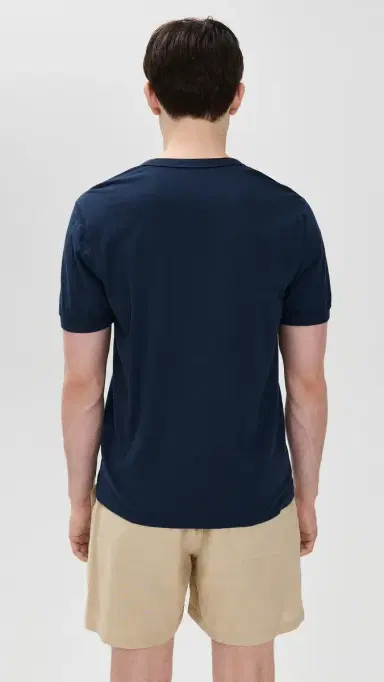 Save Khaki Short Sleeve Pima Henley Navy | Thumbnail 3