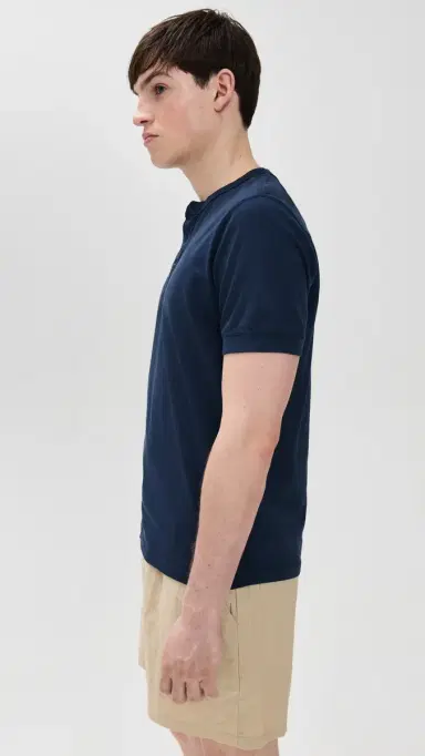 Save Khaki Short Sleeve Pima Henley Navy | Thumbnail 4