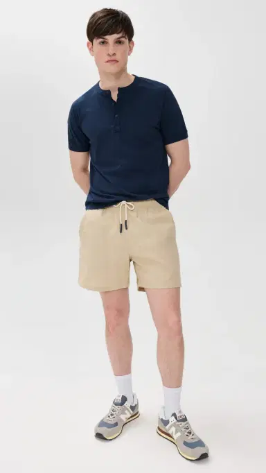Save Khaki Short Sleeve Pima Henley Navy | Thumbnail 5