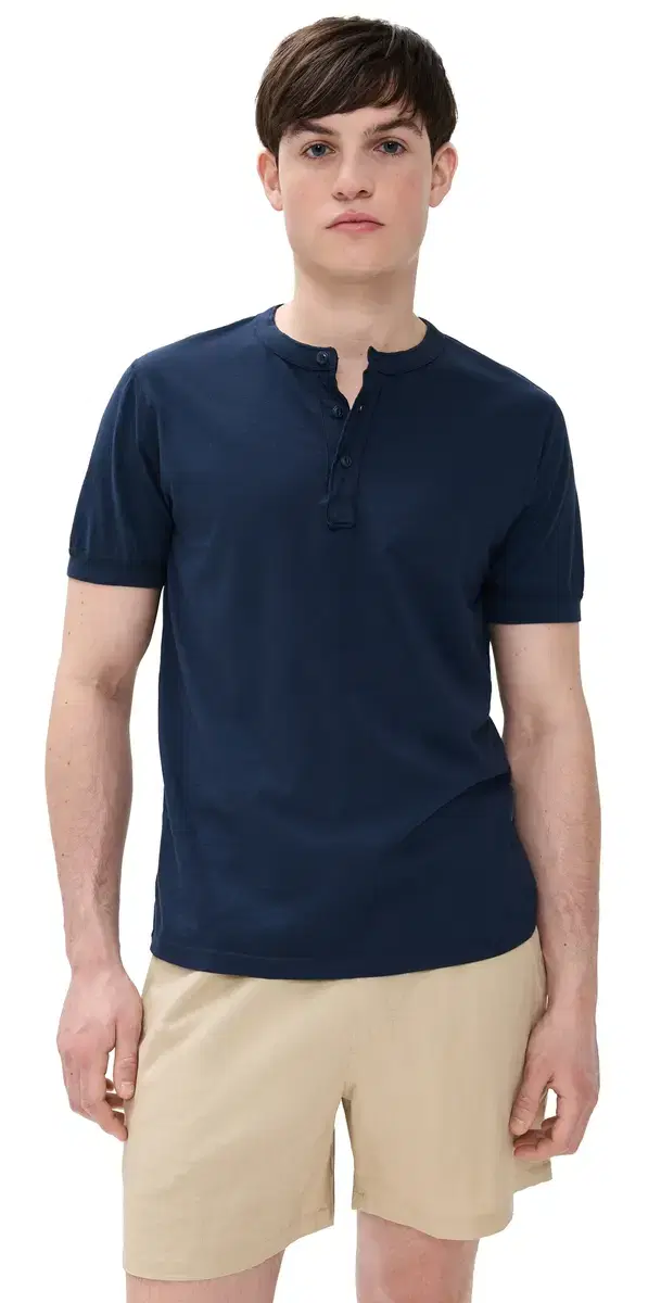 Save Khaki hort leeve Pima Henley Navy