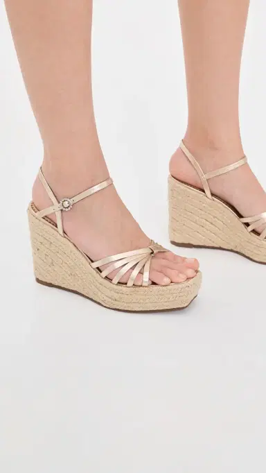 Cinq à Sept Helen Metallic Espadrille Wedges Light Gold Metallic | Thumbnail 3 Cinq à Sept Helen Metallic Espadrille Wedges Light Gold Metallic | Thumbnail 3