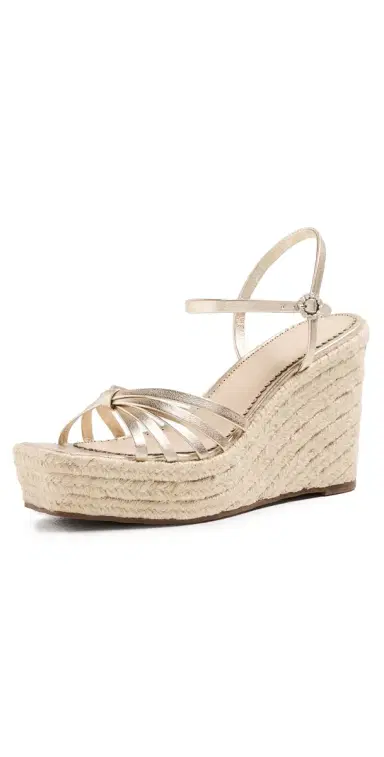 Cinq à Sept Helen Metallic Espadrille Wedges Light Gold Metallic | Thumbnail 1 Cinq à Sept Helen Metallic Espadrille Wedges Light Gold Metallic | Thumbnail 1