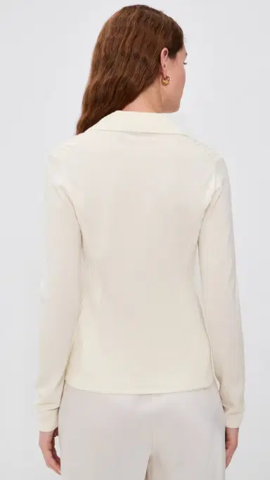 Theory Front Rib Collared Long Sleeve Top New | Thumbnail 3