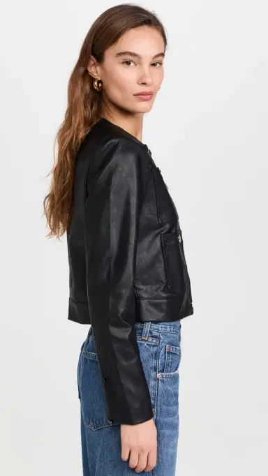 Wayf Boxy eather Jacket Black | Thumbnail 4 Wayf Boxy eather Jacket Black | Thumbnail 4