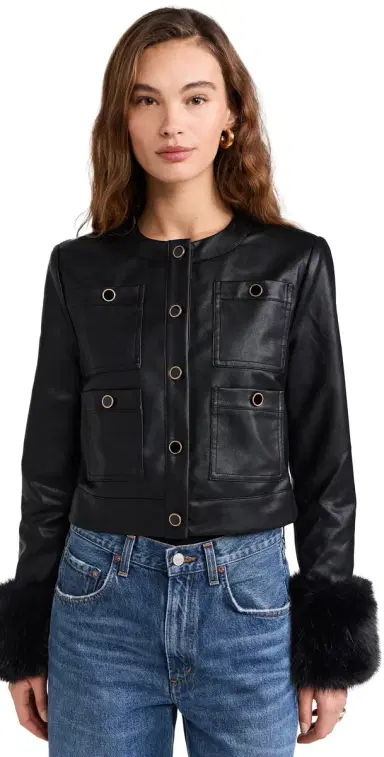Wayf Boxy eather Jacket Black | Thumbnail 1 Wayf Boxy eather Jacket Black | Thumbnail 1