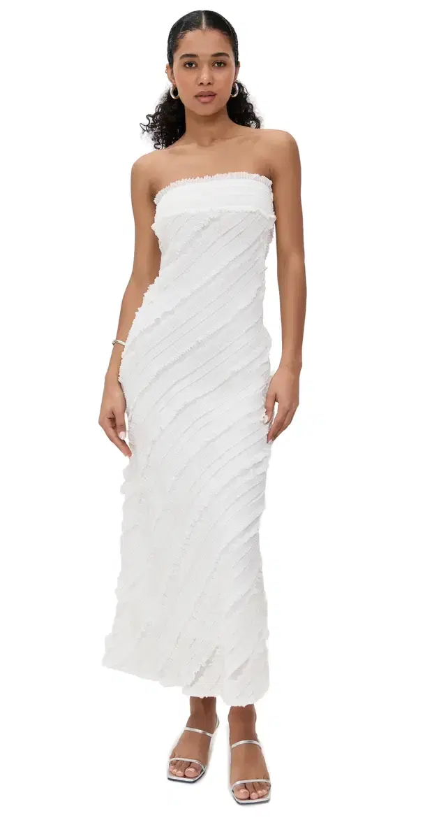 endless rose Strapless Ruffled axi Dress White