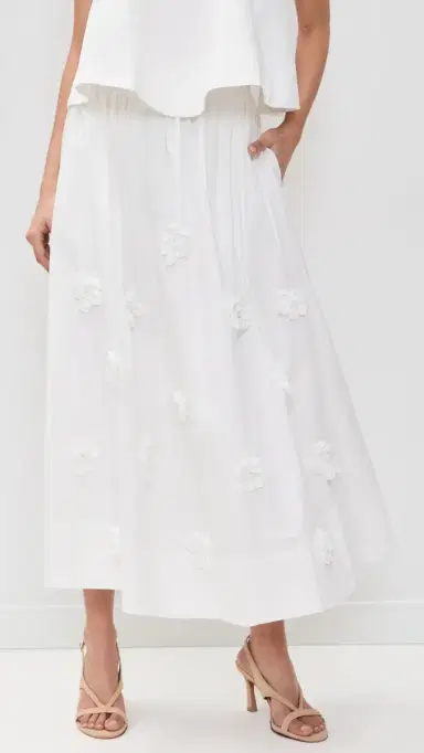 English Factory 3D Flower Midi Skirt White | Thumbnail 2