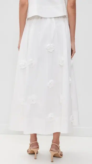 English Factory 3D Flower Midi Skirt White | Thumbnail 3