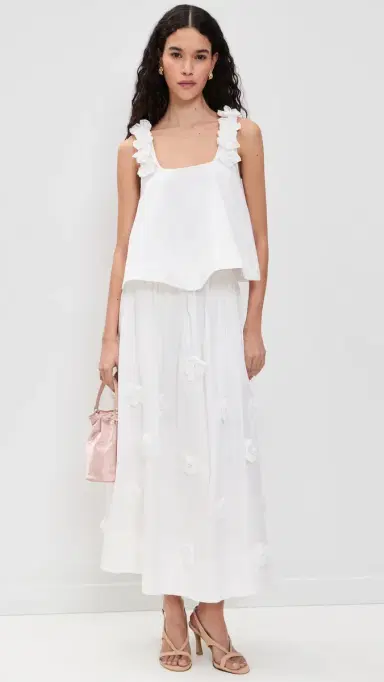 English Factory 3D Flower Midi Skirt White | Thumbnail 5
