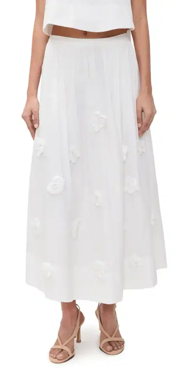 English Factory 3D Flower Midi Skirt White | Thumbnail 1